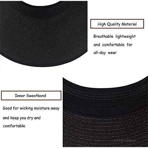 Muryobao Women Roll Up Sun Visor Wide Brim Straw Hat Summer Foldable Packable UV Protection Cap for Beach Travel