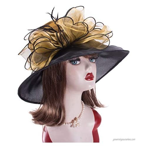 Noble Womens Dress Hats Wide Brim Church Wedding Kentucky Derby Floral A045