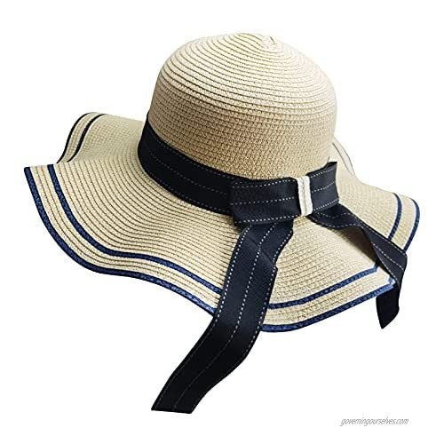 Noncell Women's Wide Brim Straw hat  Beach Hat UV UPF 50 Packable Foldable Travel