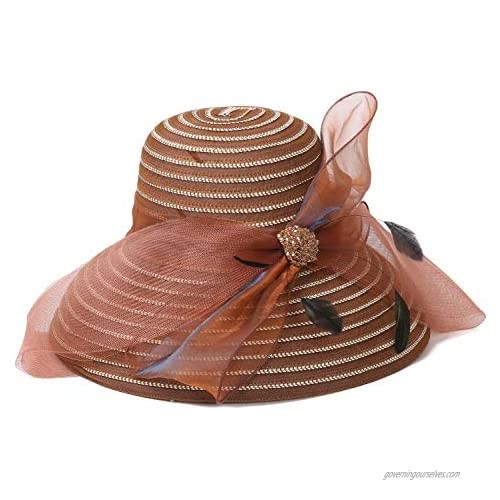 ORIDOOR Women Kentucky Derby Church Dress Cloche Hat Bowknot Wedding Bucket Bowler Sun Hat