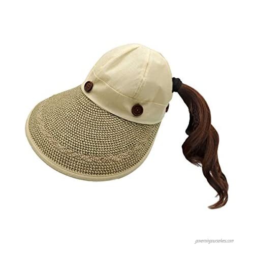 Packable Womens Straw Sun hat Foldable roll up Floppy uv Protection Visor Beach
