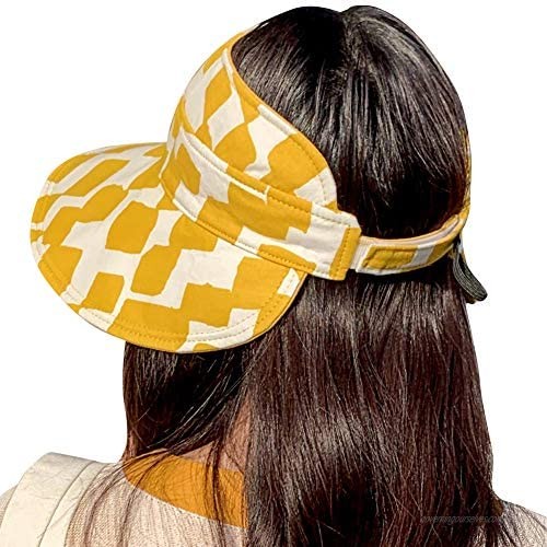 Reversible Sun Visor Packable Wide Brim Ponytail Hats Summer UV Protection Women