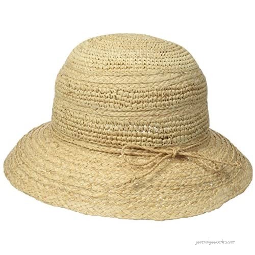 San Diego Hat Company Women's 3-inch Raffia Kettle Brim Sun Hat with Turqoise Trim
