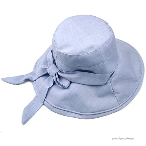 SIYWINA Sun Hat Womens Summer Beach Hat UV Protection Wide Brim Foldable with Bowknot