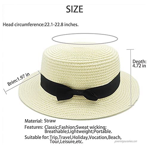 Straw Beach Sun Hat Summer Fedora Cap Wide Brim Floppy Foldable UPF Protection Golf Outdoor
