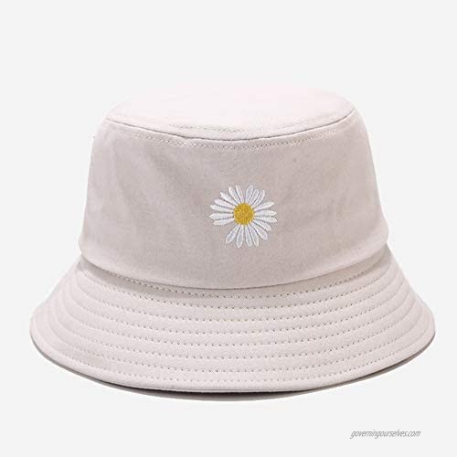 Sun Hat Cotton UV Bucket Hat Double-Sided Beach Hat Summer Travel Daisy Hat