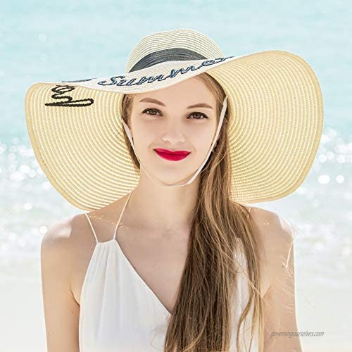 Sun Hats for Women UV Protection Fedora Straw Hats Wide Brim Beach Walk Safari Travel