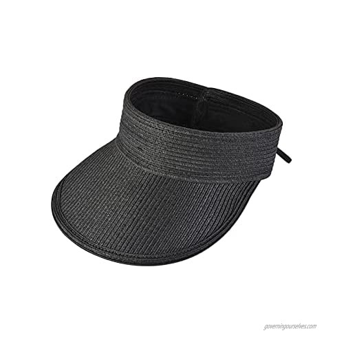 Sun Visor Hat for Women Beach Hats Packable Beach Sun Straw Roll Up Wide Brim Cap Foldable Uv Protection Summer Hats