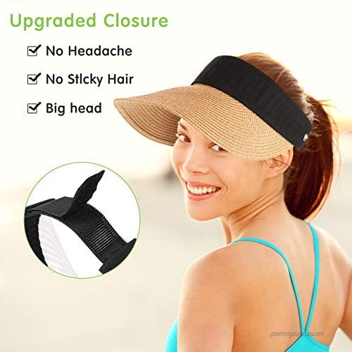 Sun Visor Hats for Women 3 Pieces Sun Protection Women Straw Beach Hat Wide Brim Roll-up Foldable Styles for Outdoor Activities