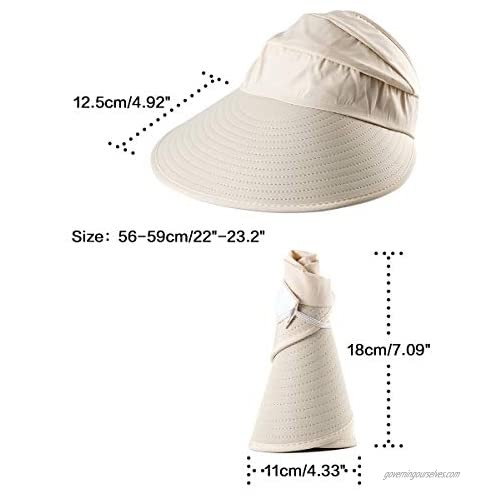 Sun Visor Hats for Women - Wide Brim Sun Hat Summer Beach Hat Foldable Visors