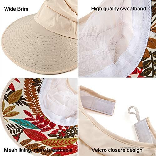 Sun Visor Hats for Women - Wide Brim Sun Hat Summer Beach Hat Foldable Visors