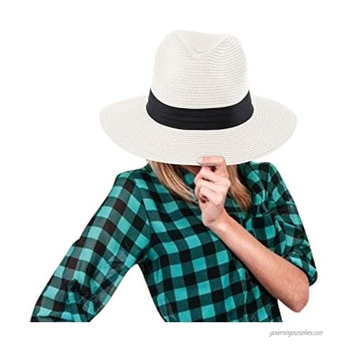 SUNFURA Unisex Sun Straw Hat Wide Brim Floppy Roll up Womens Cap UV Protection