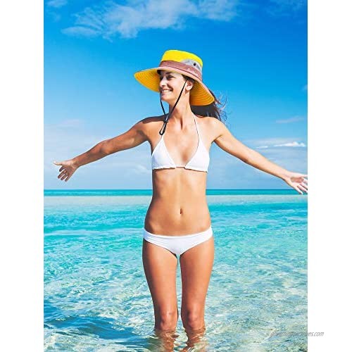 Trounistro 3 Pack Women's Sun Hat Summer Sun Bucket Hats UV Protection Foldable Ponytail Mesh Wide Brim Beach Fishing Hat