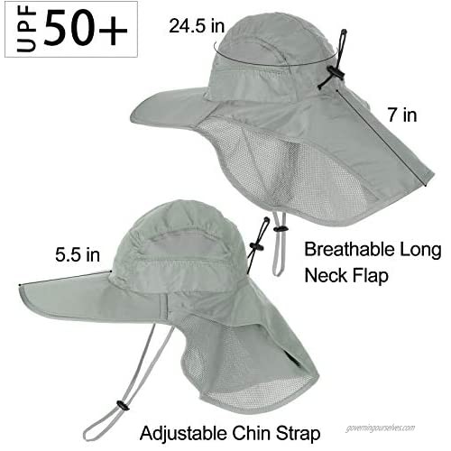 Wide Brim Sun Hat with Neck Net Flap Outdoor Sun Protection Hiking Safari Fishing Hat for Men Women