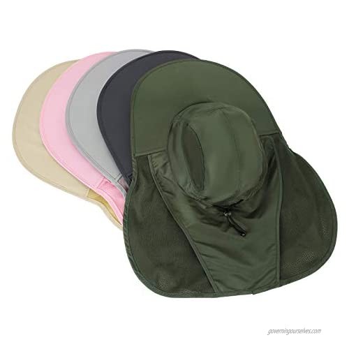 Wide Brim Sun Hat with Neck Net Flap Outdoor Sun Protection Hiking Safari Fishing Hat for Men Women