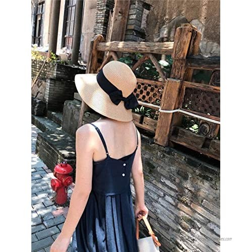 Women Big Bowknot Straw Hat Floppy Foldable Roll up Womens Straw Hat Sun Hat for Women Beach Cap Summer Hats UV Protection