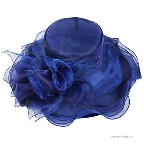 Women Kentucky Derby Church Dress Fascinator Wide Brim Tea Party Wedding Hats S042b