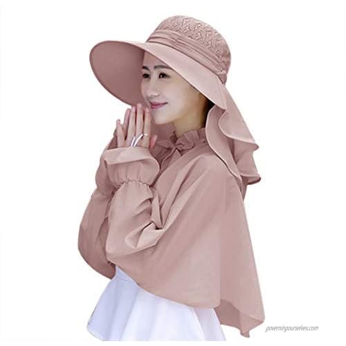 Women Large Brim Fishing Hat with Sun Shield Sun Hat with Removable Neck Cover