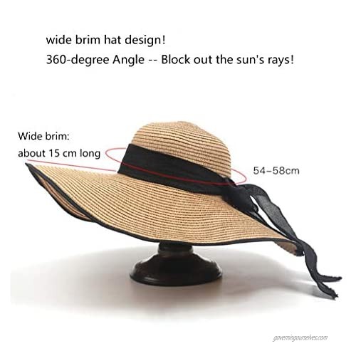 Women Summer Foldable Sun Straw Hat UPF 50+ Beach Hat (One Size A- Khaki)