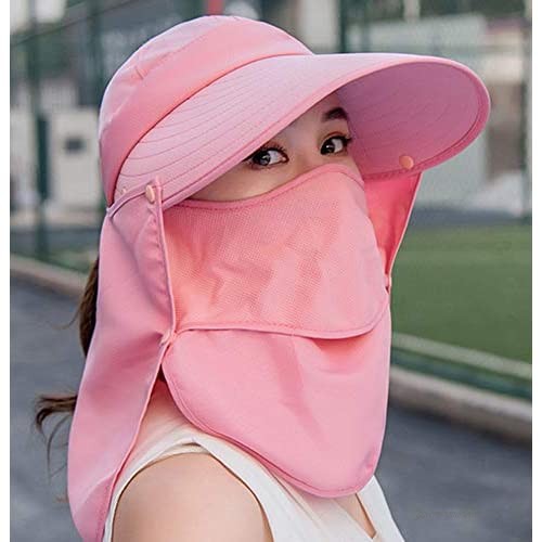 Women Wide Brim Sun Hat UV Protection Fishing Hats Foldable Detachable Face Mask Summer Hat