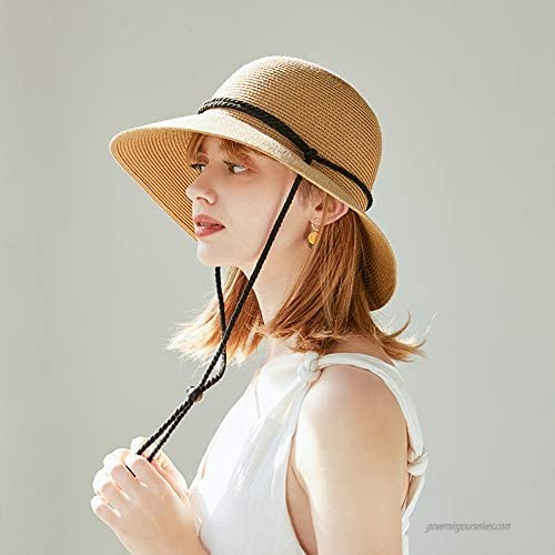 Womens Beach Sun Straw Hat UV UPF50 Travel Foldable Summer
