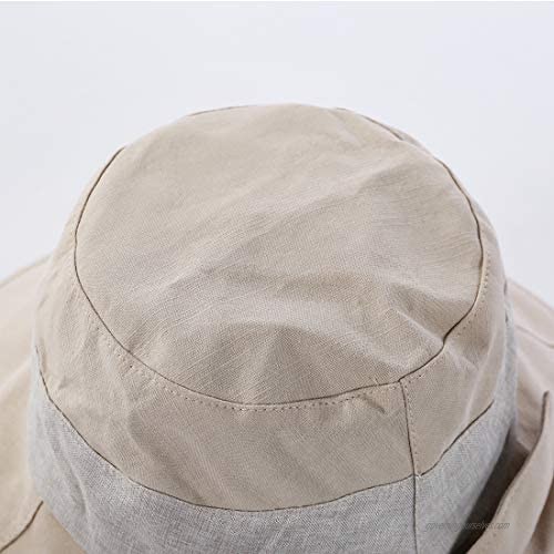 Womens Foldable Wide Wired Brim Beach Sun Hat Summer UV UPF Protection Bow Strap