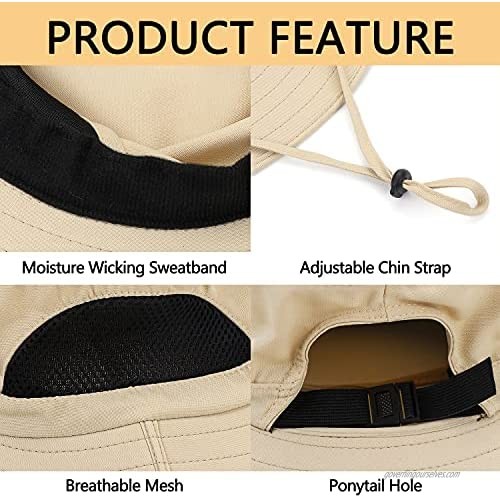 Womens Outdoor Summer Foldable Mesh Wide Brim Sun UV Protection Ponytail Hat Bucket Hat with Ponytail Hole Gift for Women