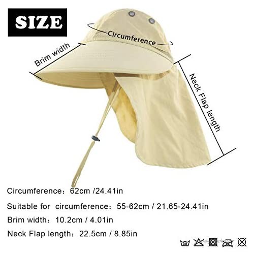 Womens Ponytail Fishing Hats Sun Protection Waterproof Cap with Neck Flap Wide Brim for Outdoor Hiking Gardening