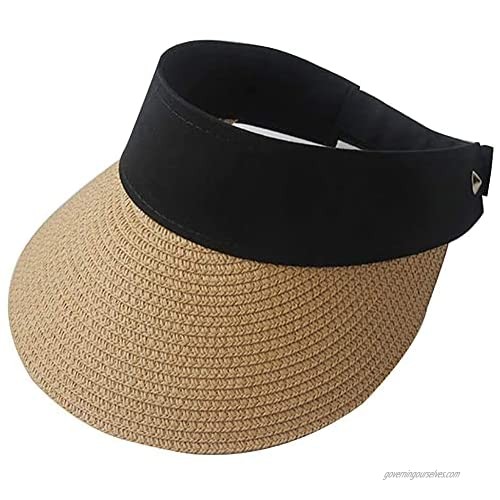 Women's Straw Sun Visor Hat Wide Brim Sun Protection Caps Roll-up Foldable Hats Summer UV Protection Beach Cap