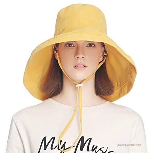 Womens Summer Beach Sun Hat Fold-Up Wide Brim Roll Up Floppy Outdoor Fishing Cap Adjustable UV Protection Hats