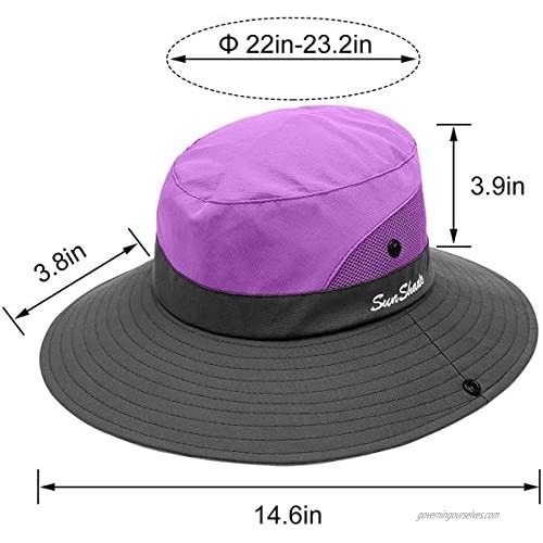 Women's Summer Sun Hat Wide Brim Mesh Hats UV Protection UPF 50 with Ponytail Hole