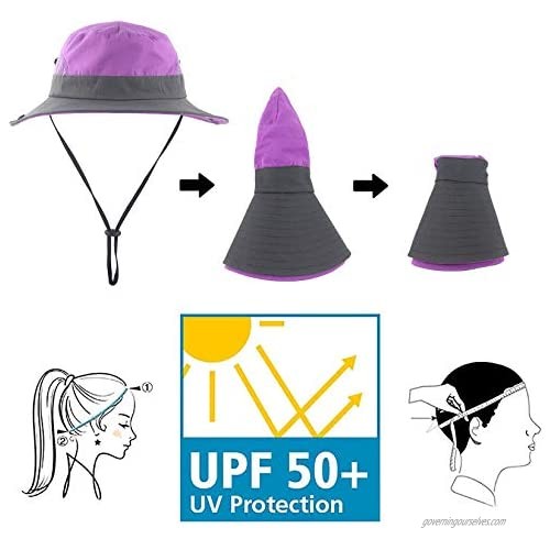 Women's Summer Sun Hat Wide Brim Mesh Hats UV Protection UPF 50 with Ponytail Hole