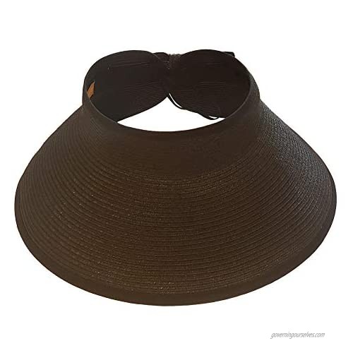 Women’s Summer UPF 50+ Packable Foldable Roll Up Wide Brim Sun Visor Beach Straw Hat
