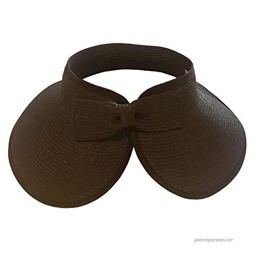 Women’s Summer UPF 50+ Packable Foldable Roll Up Wide Brim Sun Visor Beach Straw Hat