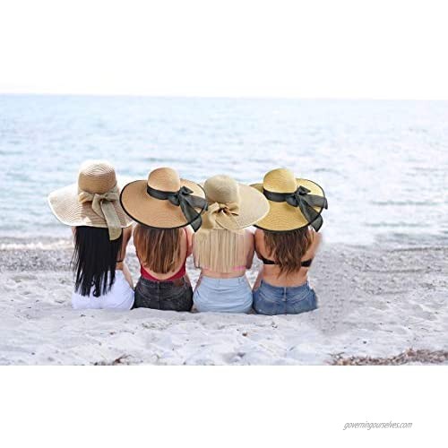 Womens Sun Wide Brim Straw Hat Beach Hats Summer Hats for Women UV Protection UPF50+