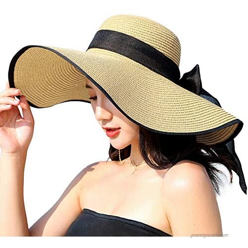 Womens Sun Wide Brim Straw Hat Beach Hats Summer Hats for Women UV Protection UPF50+