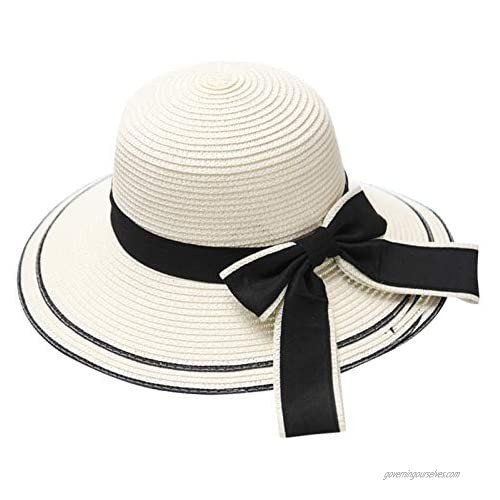 Women's Wide Brim Beach Sun Proof Straw Hat Sun Hat Travel Foldable Brim Summer UV Hat