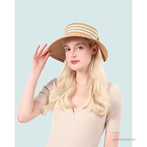Women’s Wide Brim Straw Sun Hat Packable Beach Hat for Women UPF 50+