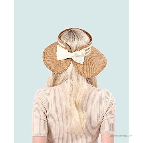 Women’s Wide Brim Straw Sun Hat Packable Beach Hat for Women UPF 50+