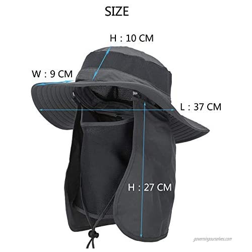 ZffXH Neck Flap Sun Protection Uv 50 Hat with Chin Strap/Fishing Caps Back Cover Wide Brim/Waterproof