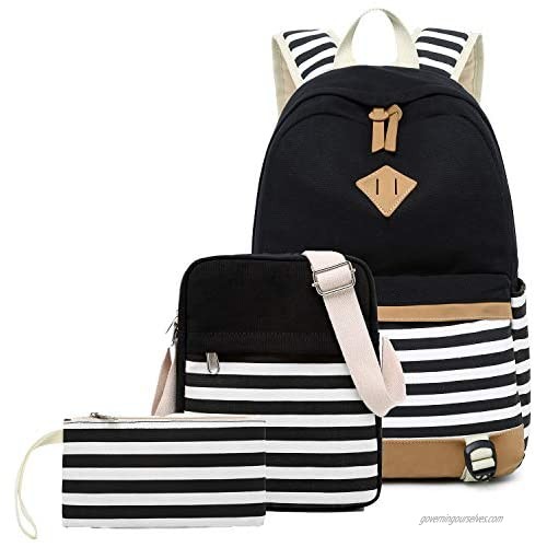 Abshoo Lightweight Canvas Stripe Backpacks for Girls Womens School Bookbags
