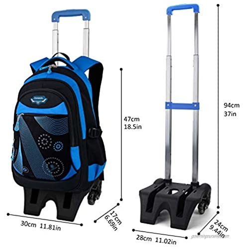 Boy Rolling Backpack Fanspack Wheeled Backpack for Boys School Bag with 6 Wheels Large Capacity Boy Roller Backpack Bookbag