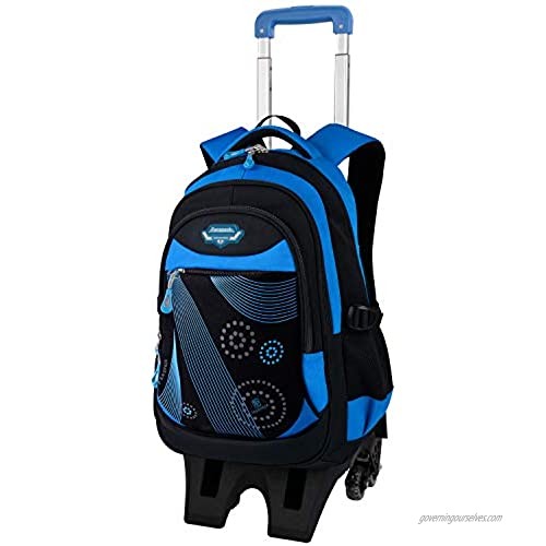 Boy Rolling Backpack  Fanspack Wheeled Backpack for Boys School Bag with 6 Wheels Large Capacity Boy Roller Backpack Bookbag