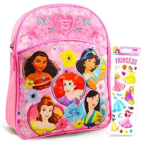 Disney Princess Mini Backpack Preschool Toddler Kindergarten ~ Deluxe 11" Princess School Bag with Stickers (Disney Princess School Supplies)
