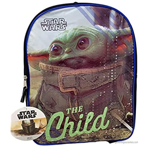 Fast Forward Star Wars"The Child" Baby Yoda 15" Plain Front Backpack  Black  Large