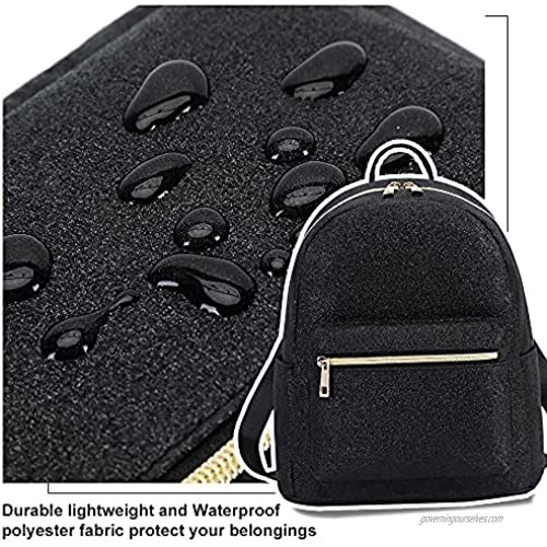 Girls Mini Backpack Womens Small Backpack Purse Teens Cute Rainbow Travel Backpack Casual School Bookbag (Black Shiny)