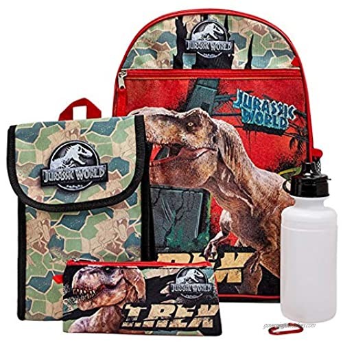 Jurassic World Boys 5 Pc Backpack Set  Black  One Size