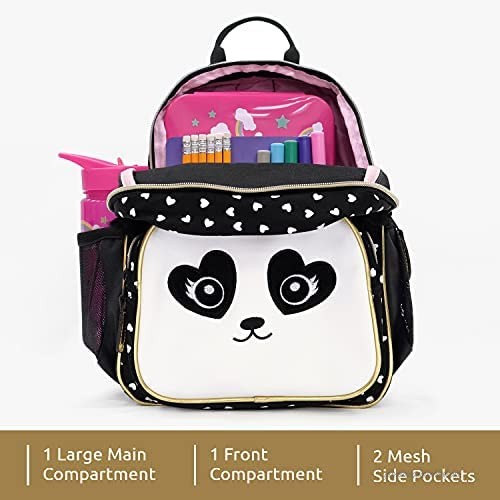 KAL-GAV Panda Toddler Backpack Ages 2-5 – Fun 13 In. Preschool Backpack for Girls and Boys Has Comfortable Adjustable Straps and Mesh Bottle Pocket – Carry School Supplies Lunch Bag and More