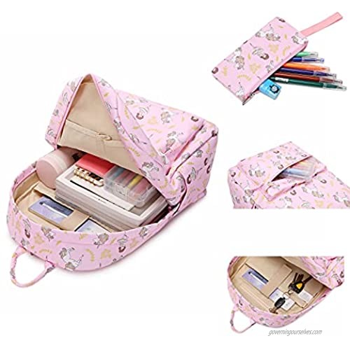Kids Backpack For Girls Unicorn School Backpack Toddler BookBag Set With Lunch Box