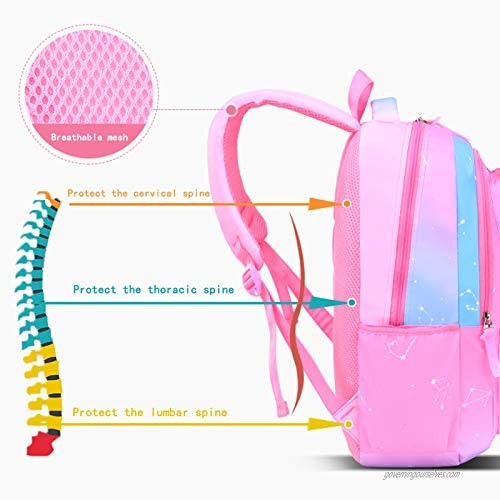 Kids Primary School Backpack for Girls Toddler Kindergarten Preschool Starry Sky Gradient School Bookbag